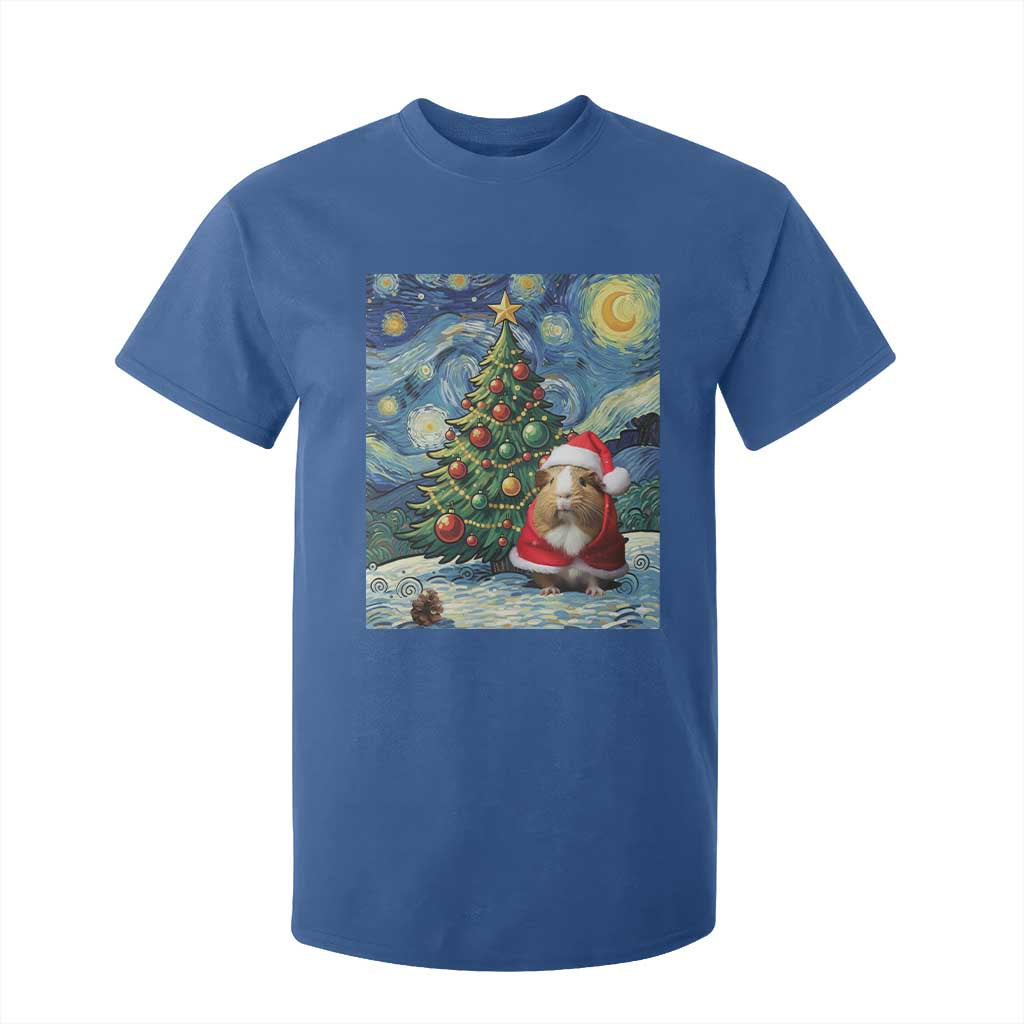 Santa Guinea Pig Starry Night Inspired T Shirt For Kid Funny Christmas Gift TS12 Royal Blue Print Your Wear