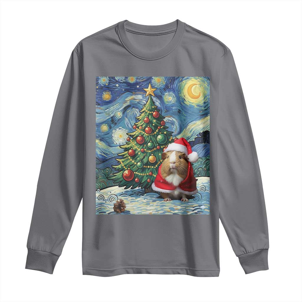 Santa Guinea Pig Starry Night Inspired Long Sleeve Shirt Funny Christmas Gift TS12 Charcoal Print Your Wear