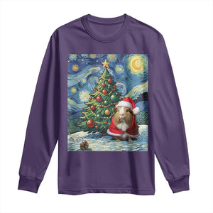 Santa Guinea Pig Starry Night Inspired Long Sleeve Shirt Funny Christmas Gift TS12 Purple Print Your Wear
