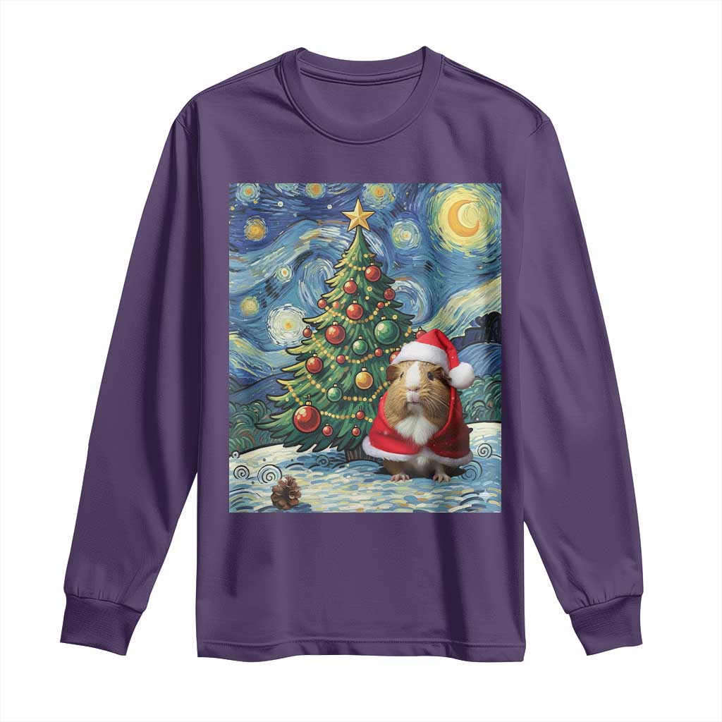 Santa Guinea Pig Starry Night Inspired Long Sleeve Shirt Funny Christmas Gift TS12 Purple Print Your Wear