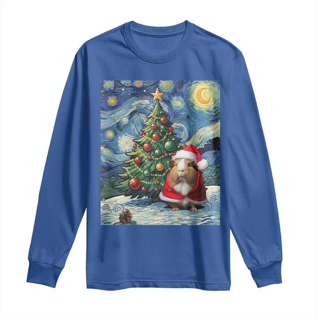 Santa Guinea Pig Starry Night Inspired Long Sleeve Shirt Funny Christmas Gift TS12 Royal Blue Print Your Wear