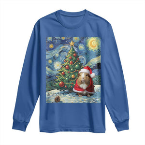 Santa Guinea Pig Starry Night Inspired Long Sleeve Shirt Funny Christmas Gift TS12 Royal Blue Print Your Wear