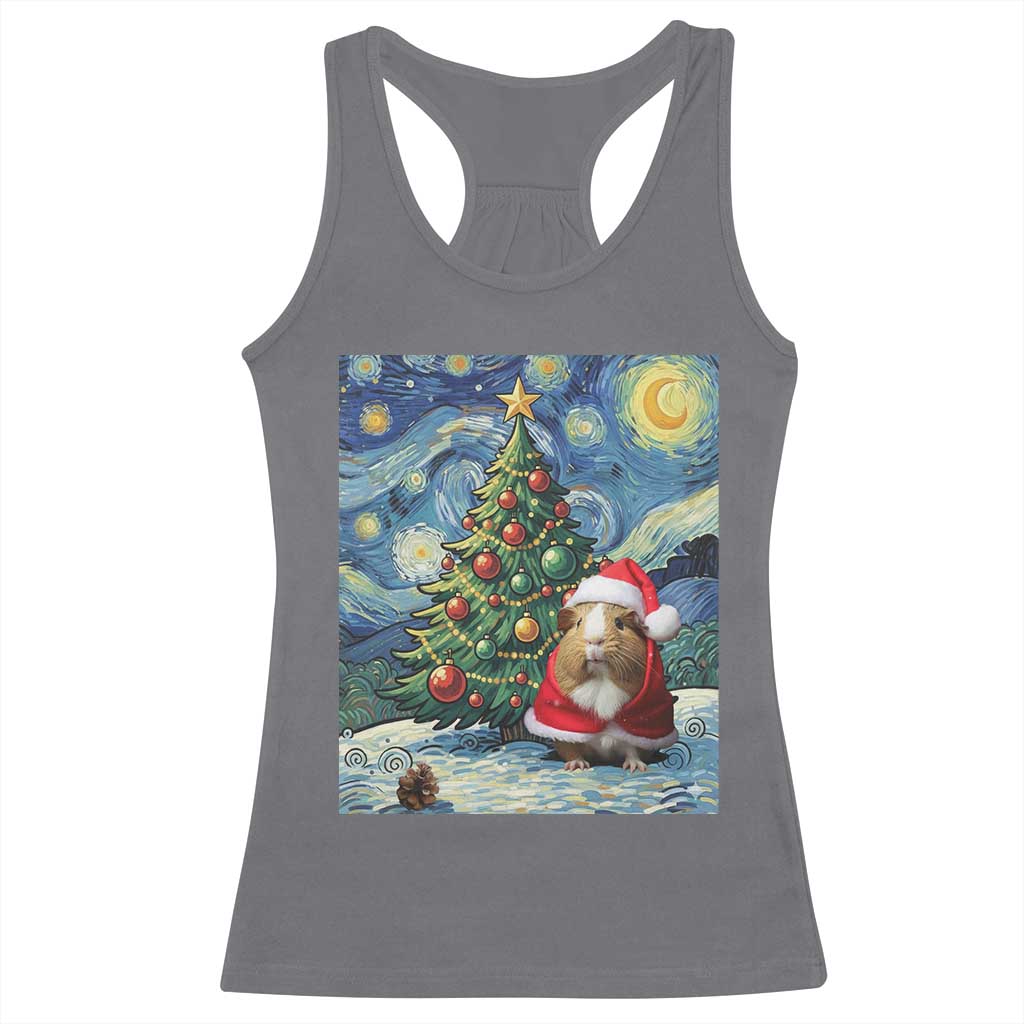 Santa Guinea Pig Starry Night Inspired Racerback Tank Top Funny Christmas Gift TS12 Charcoal Print Your Wear