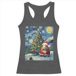 Santa Guinea Pig Starry Night Inspired Racerback Tank Top Funny Christmas Gift TS12 Dark Heather Print Your Wear