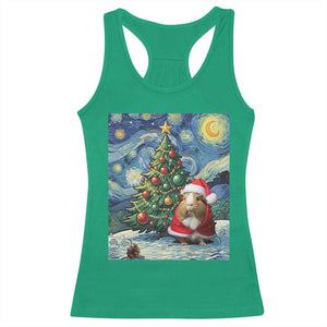 Santa Guinea Pig Starry Night Inspired Racerback Tank Top Funny Christmas Gift TS12 Irish Green Print Your Wear