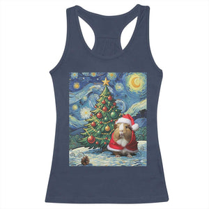 Santa Guinea Pig Starry Night Inspired Racerback Tank Top Funny Christmas Gift TS12 Navy Print Your Wear