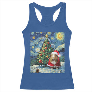 Santa Guinea Pig Starry Night Inspired Racerback Tank Top Funny Christmas Gift TS12 Royal Blue Print Your Wear