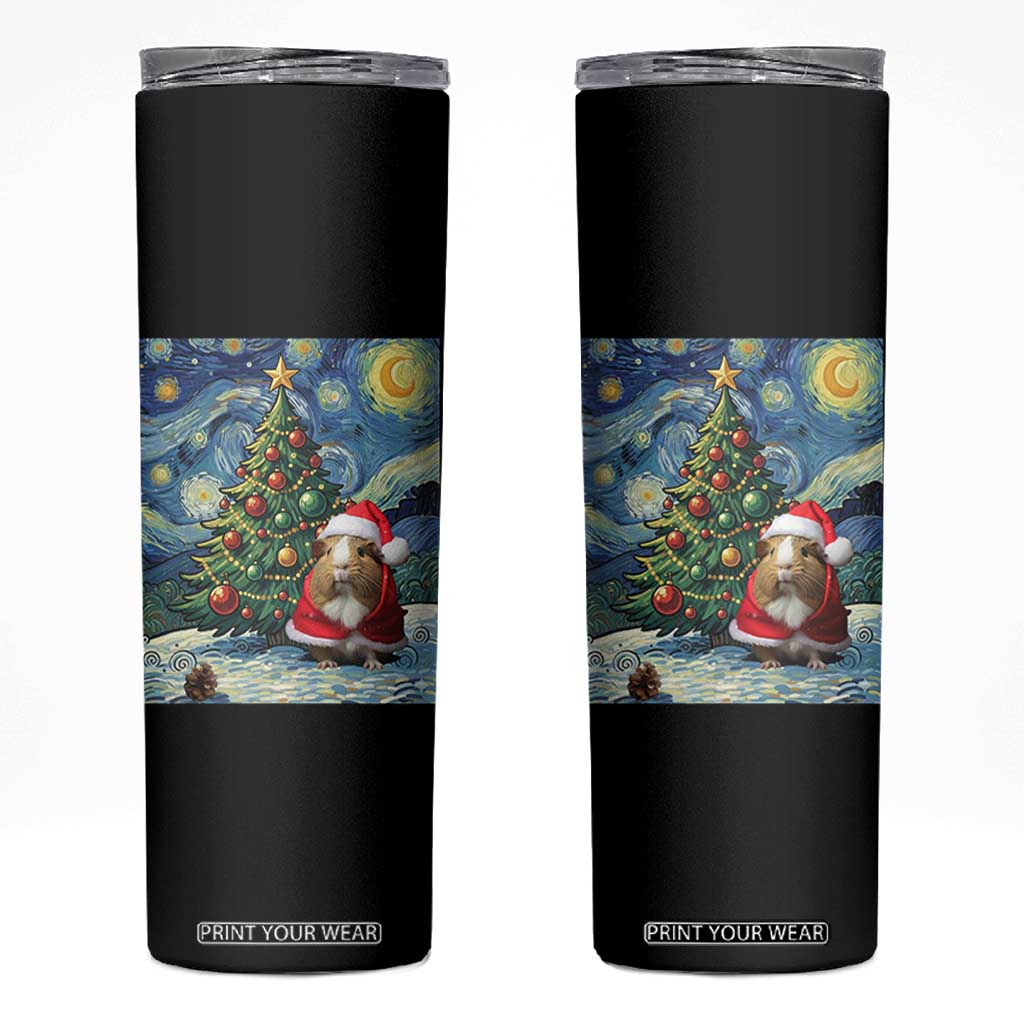 Santa Guinea Pig Starry Night Inspired Skinny Tumbler Funny Christmas Gift TS12 Black Print Your Wear