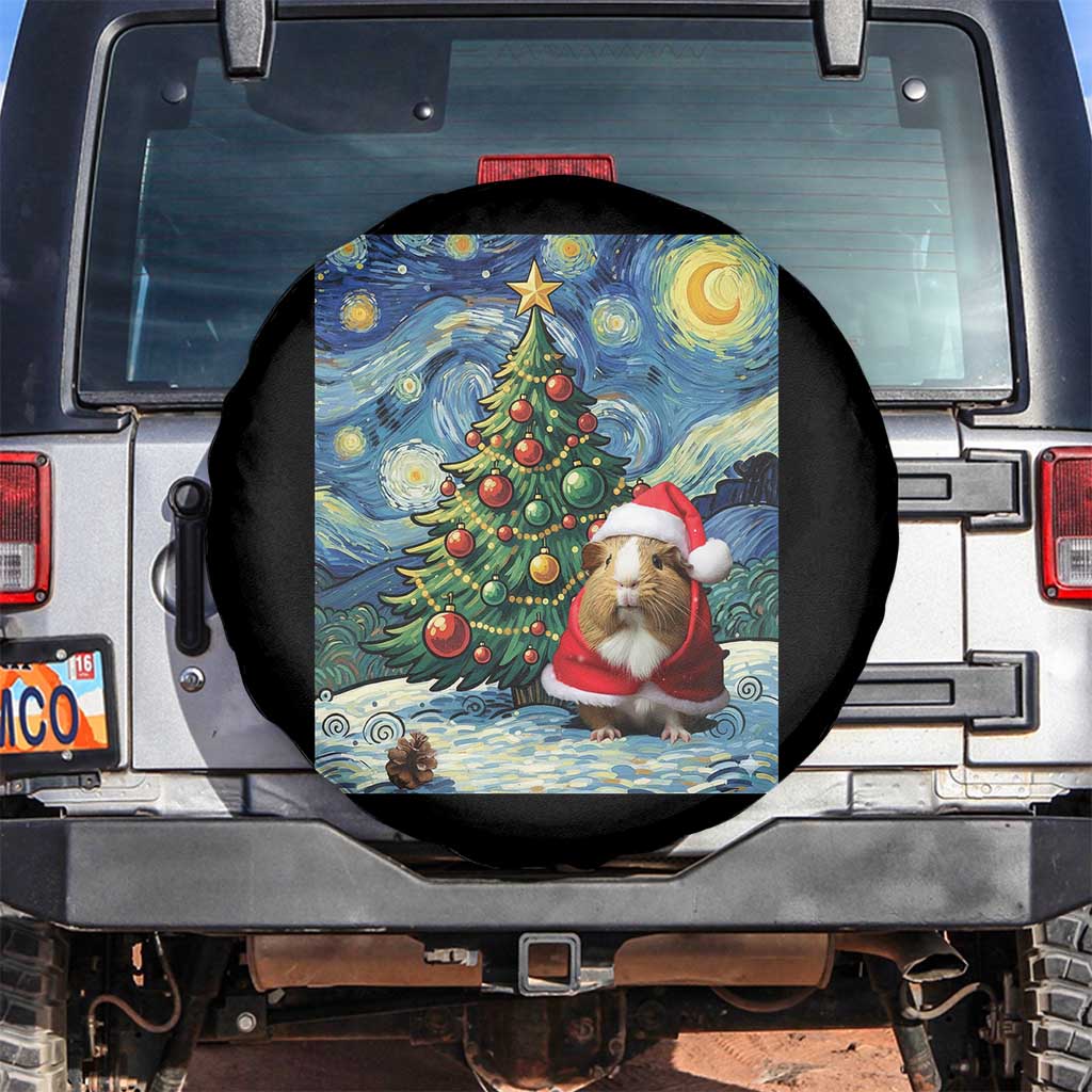 Santa Guinea Pig Starry Night Inspired Spare Tire Cover Funny Christmas Gift TS12 No hole Black Print Your Wear