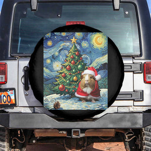 Santa Guinea Pig Starry Night Inspired Spare Tire Cover Funny Christmas Gift TS12 No hole Black Print Your Wear