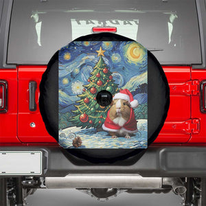 Santa Guinea Pig Starry Night Inspired Spare Tire Cover Funny Christmas Gift TS12 Black Print Your Wear