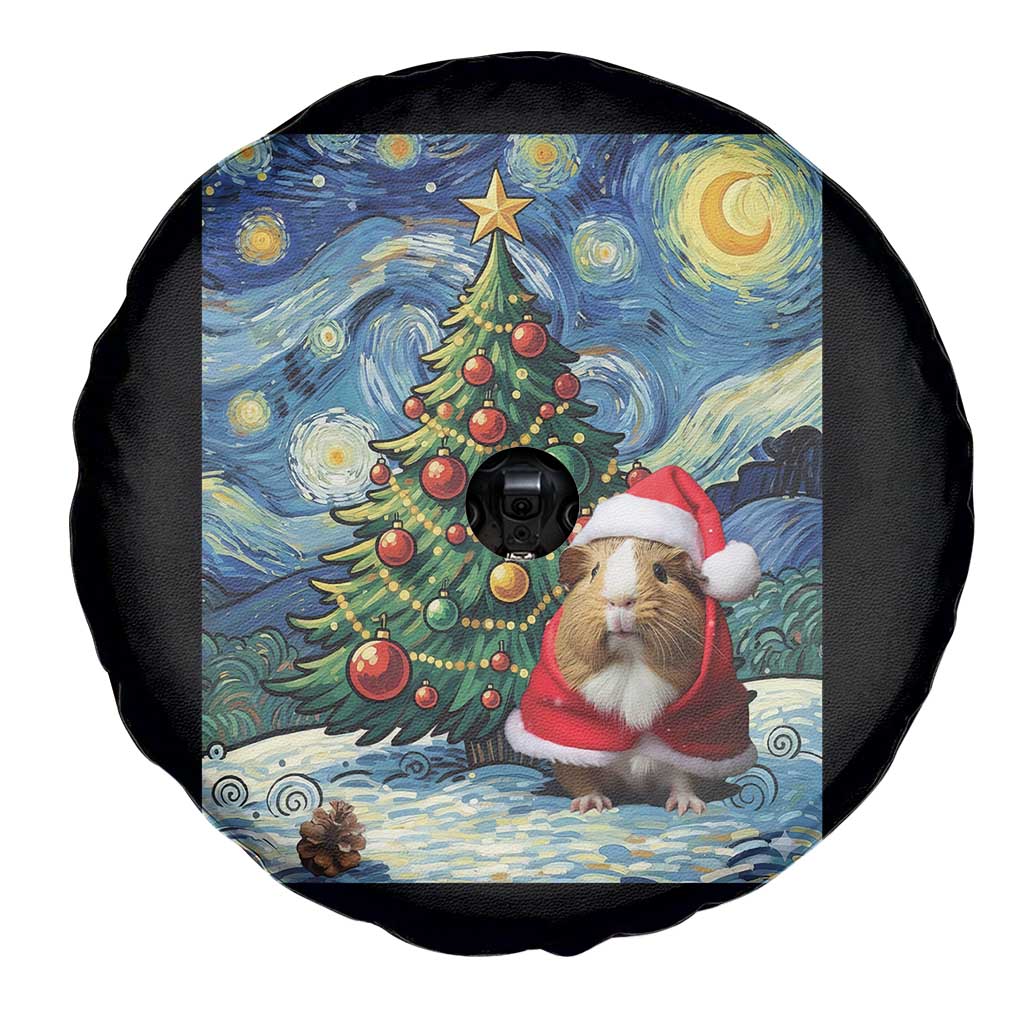 Santa Guinea Pig Starry Night Inspired Spare Tire Cover Funny Christmas Gift TS12 Print Your Wear