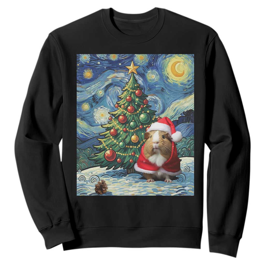 Santa Guinea Pig Starry Night Inspired Sweatshirt Funny Christmas Gift TS12 Black Print Your Wear
