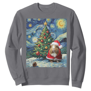 Santa Guinea Pig Starry Night Inspired Sweatshirt Funny Christmas Gift TS12 Charcoal Print Your Wear