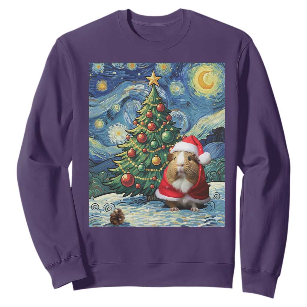 Santa Guinea Pig Starry Night Inspired Sweatshirt Funny Christmas Gift TS12 Purple Print Your Wear