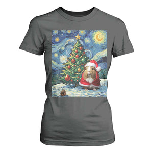 Santa Guinea Pig Starry Night Inspired T Shirt For Women Funny Christmas Gift TS12 Dark Heather Print Your Wear