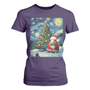 Santa Guinea Pig Starry Night Inspired T Shirt For Women Funny Christmas Gift TS12 Purple Print Your Wear