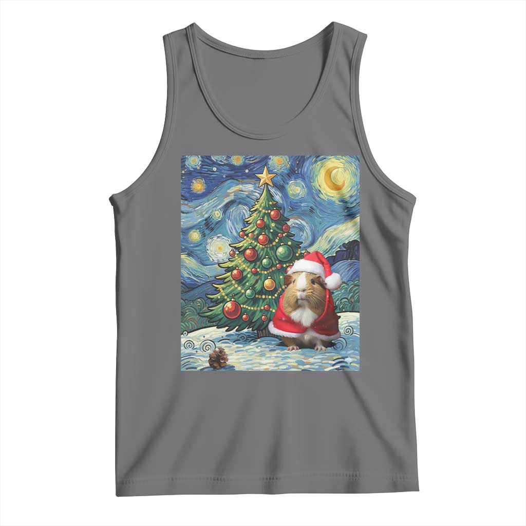 Santa Guinea Pig Starry Night Inspired Tank Top Funny Christmas Gift TS12 Black Heather Print Your Wear