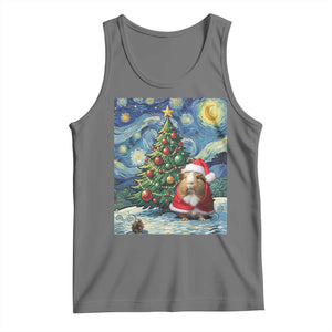 Santa Guinea Pig Starry Night Inspired Tank Top Funny Christmas Gift TS12 Black Heather Print Your Wear
