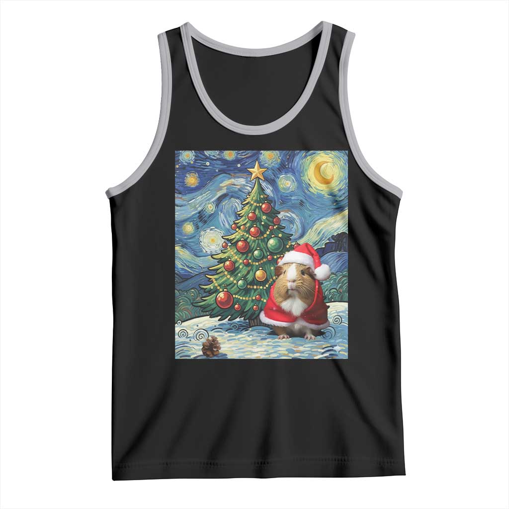 Santa Guinea Pig Starry Night Inspired Tank Top Funny Christmas Gift TS12 Black Athletic Heather Print Your Wear