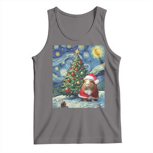 Santa Guinea Pig Starry Night Inspired Tank Top Funny Christmas Gift TS12 Deep Heather Print Your Wear