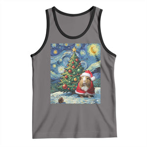 Santa Guinea Pig Starry Night Inspired Tank Top Funny Christmas Gift TS12 Deep Heather Black Print Your Wear