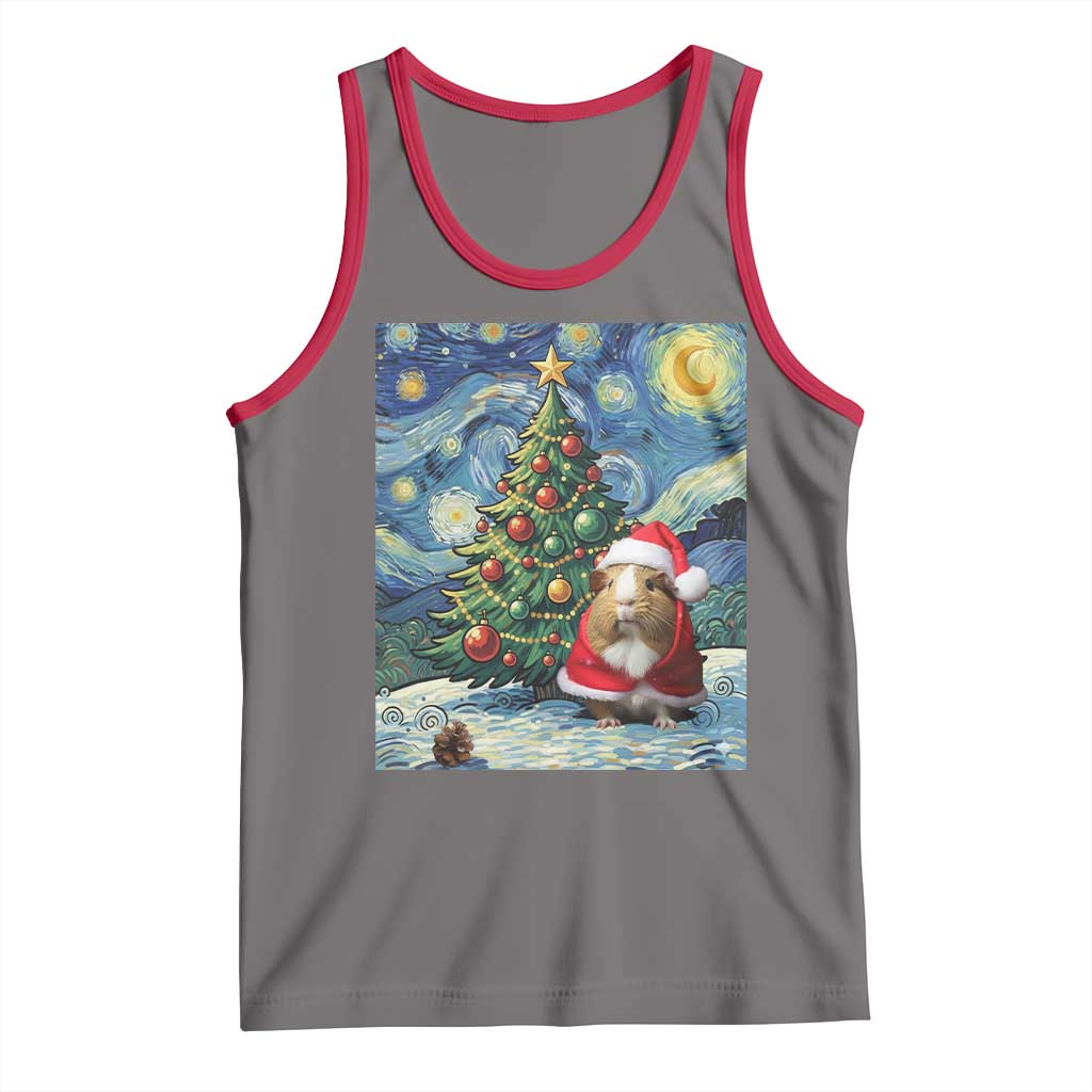 Santa Guinea Pig Starry Night Inspired Tank Top Funny Christmas Gift TS12 Deep Heather Red Print Your Wear