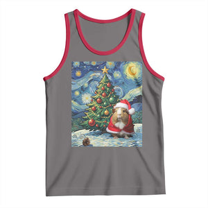 Santa Guinea Pig Starry Night Inspired Tank Top Funny Christmas Gift TS12 Deep Heather Red Print Your Wear