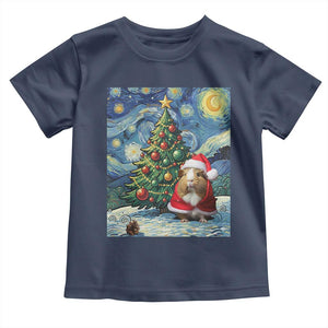 Santa Guinea Pig Starry Night Inspired Toddler T Shirt Funny Christmas Gift TS12 Navy Print Your Wear