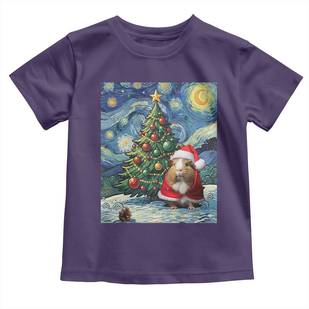 Santa Guinea Pig Starry Night Inspired Toddler T Shirt Funny Christmas Gift TS12 Purple Print Your Wear