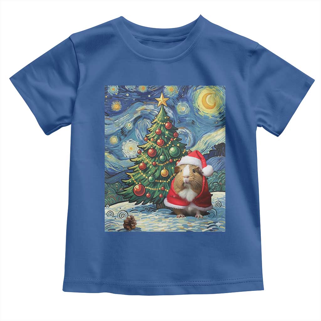 Santa Guinea Pig Starry Night Inspired Toddler T Shirt Funny Christmas Gift TS12 Royal Blue Print Your Wear
