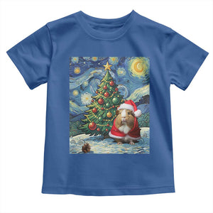 Santa Guinea Pig Starry Night Inspired Toddler T Shirt Funny Christmas Gift TS12 Royal Blue Print Your Wear