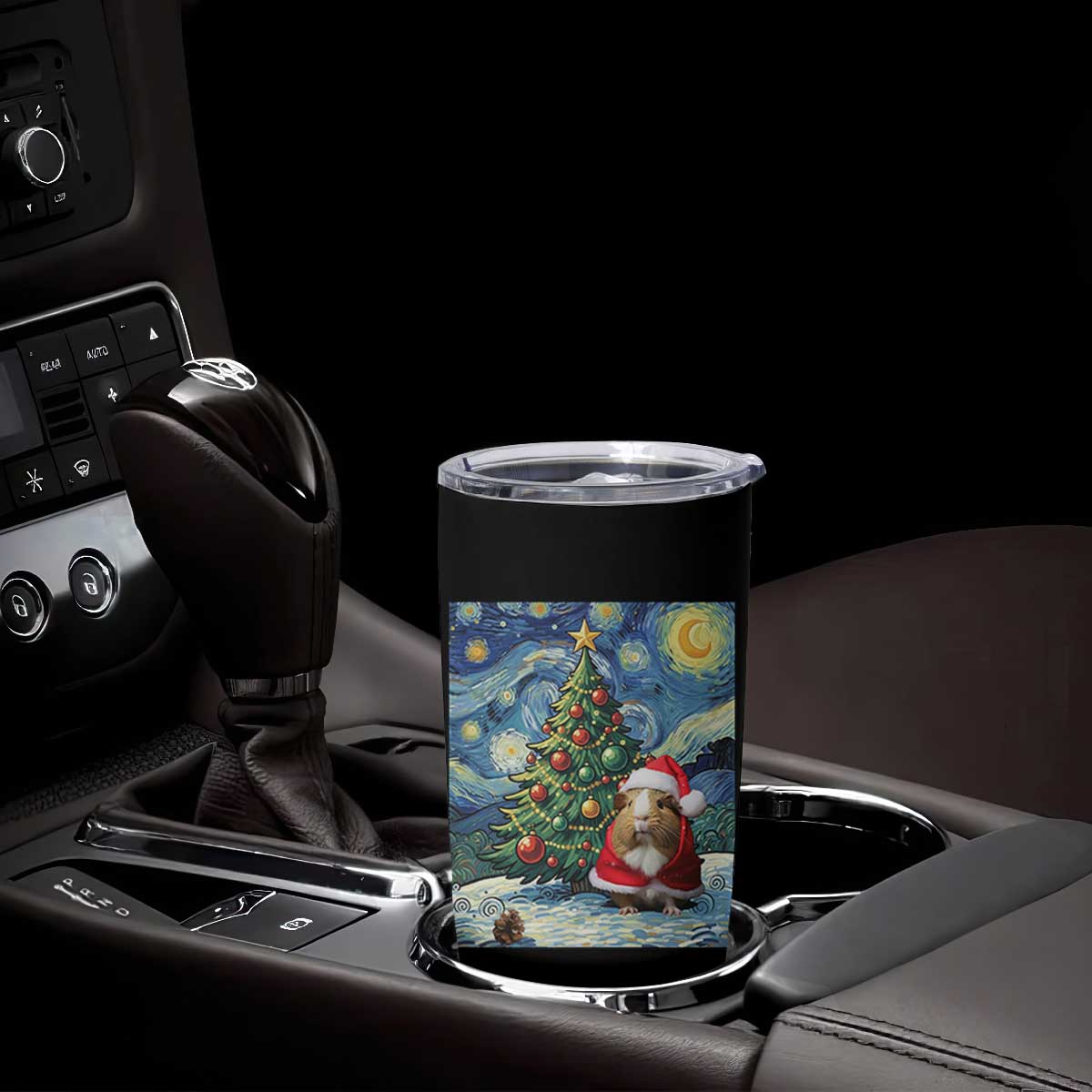 Santa Guinea Pig Starry Night Inspired Tumbler Cup Funny Christmas Gift TS12 Print Your Wear