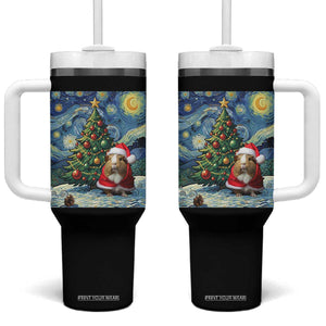 Santa Guinea Pig Starry Night Inspired Tumbler With Handle Funny Christmas Gift TS12 One Size: 40 oz Black Print Your Wear