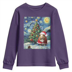 Santa Guinea Pig Starry Night Inspired Youth Sweatshirt Funny Christmas Gift TS12 Purple Print Your Wear