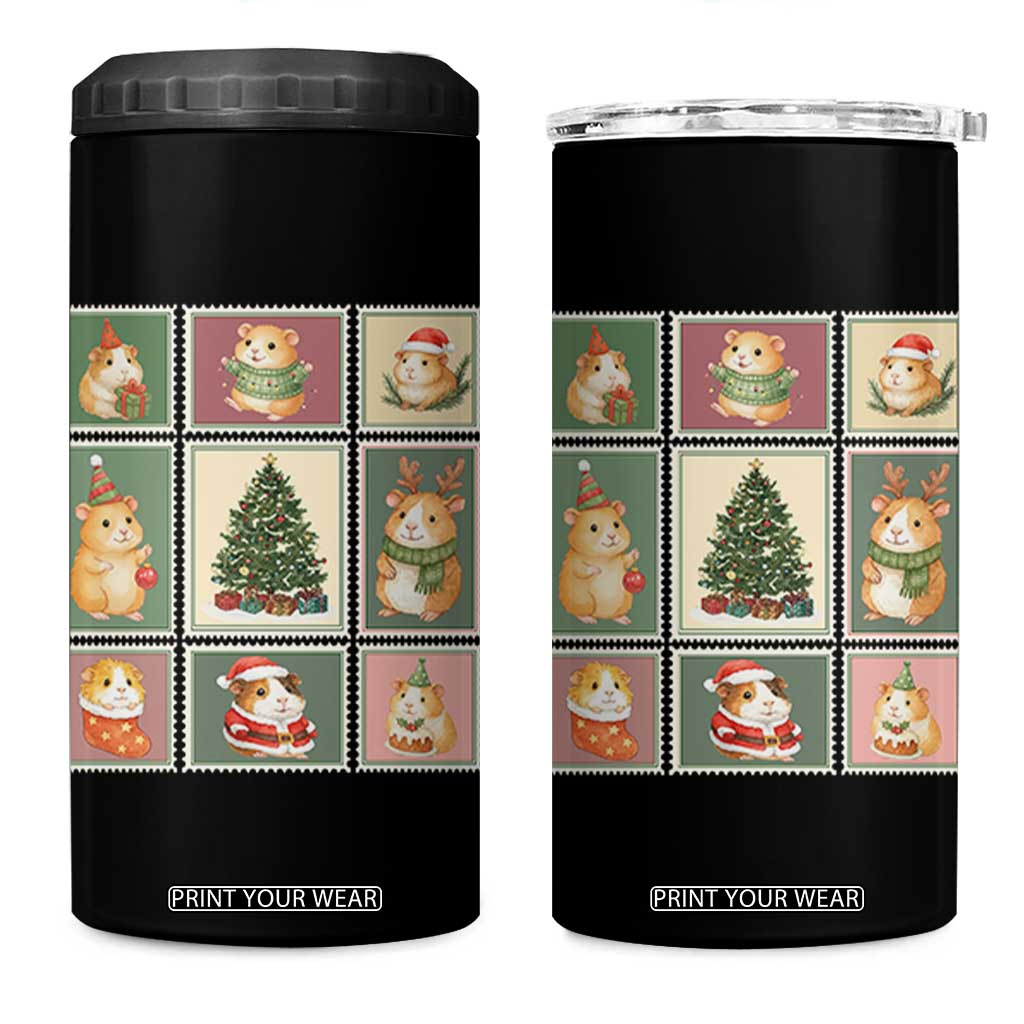 Tis The Season To Be Wheeky 4 in 1 Can Cooler Tumbler Christmas Guinea Pig Gift TS12 One Size: 16 oz Black Print Your Wear
