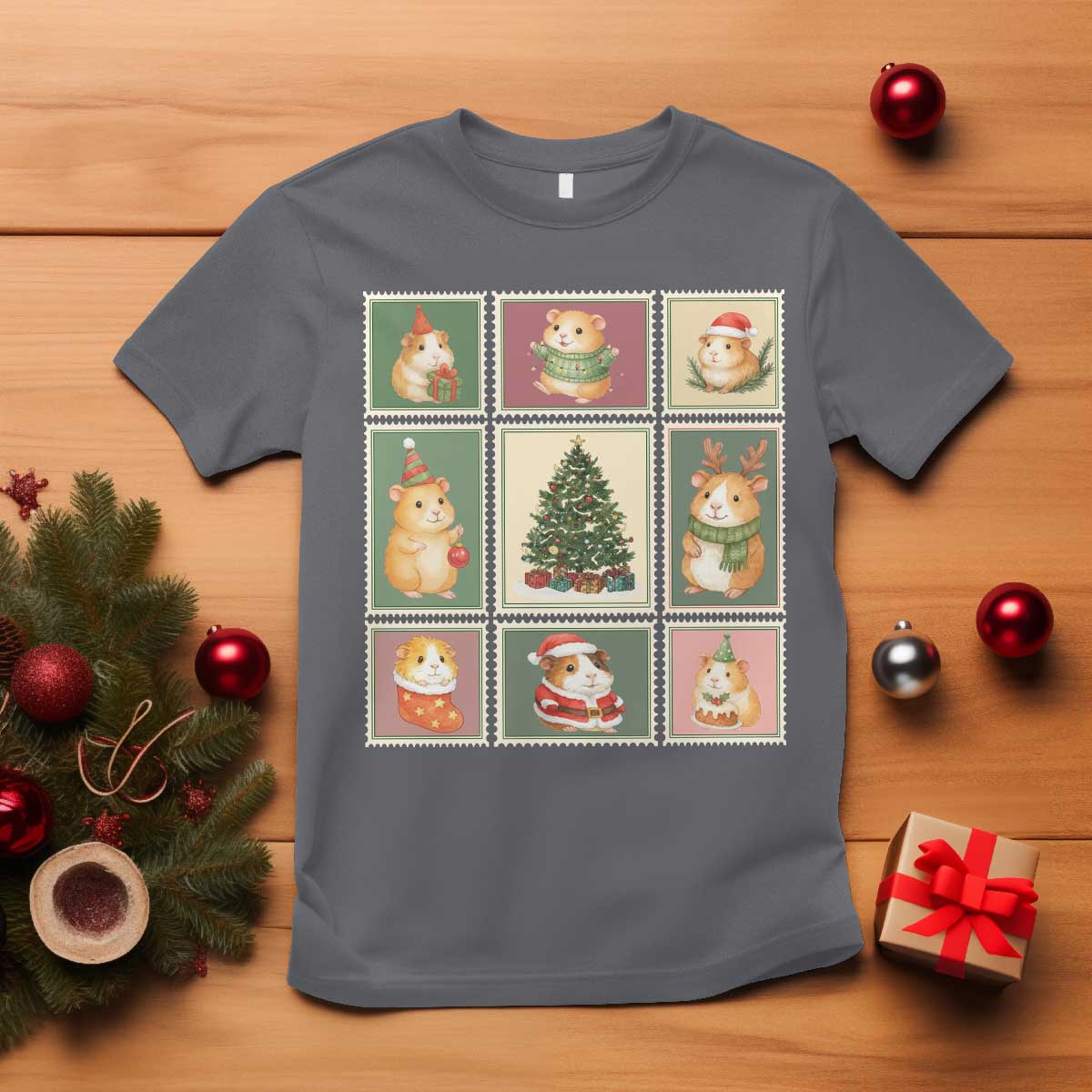 Tis The Season To Be Wheeky T Shirt Christmas Guinea Pig Gift TS12 Charcoal Print Your Wear