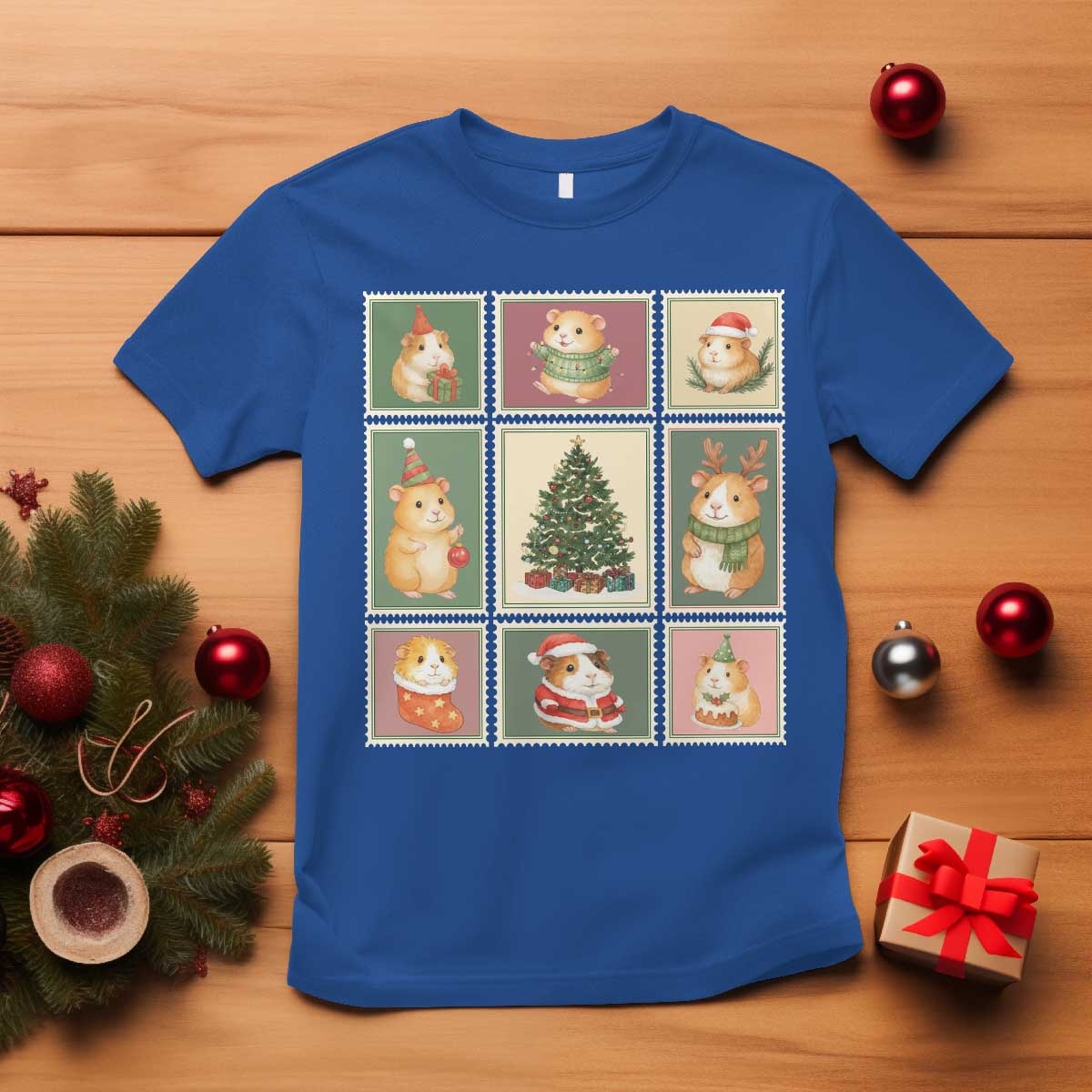 Tis The Season To Be Wheeky T Shirt Christmas Guinea Pig Gift TS12 Royal Blue Print Your Wear