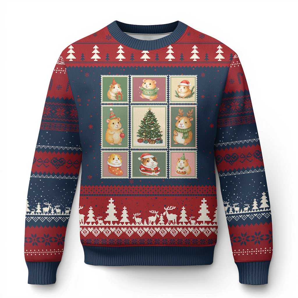 Tis The Season To Be Wheeky Ugly Christmas Sweater Christmas Guinea Pig Gift TS12 Navy Red Print Your Wear