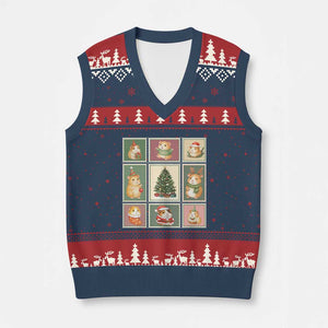 Tis The Season To Be Wheeky V-Neck Knit Sweater Vest Christmas Guinea Pig Gift TS12 Navy Red Print Your Wear