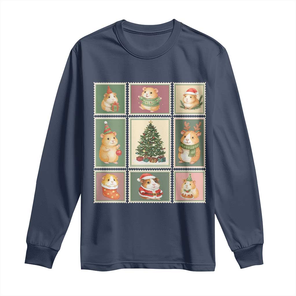 Tis The Season To Be Wheeky Long Sleeve Shirt Christmas Guinea Pig Gift TS12 Navy Print Your Wear