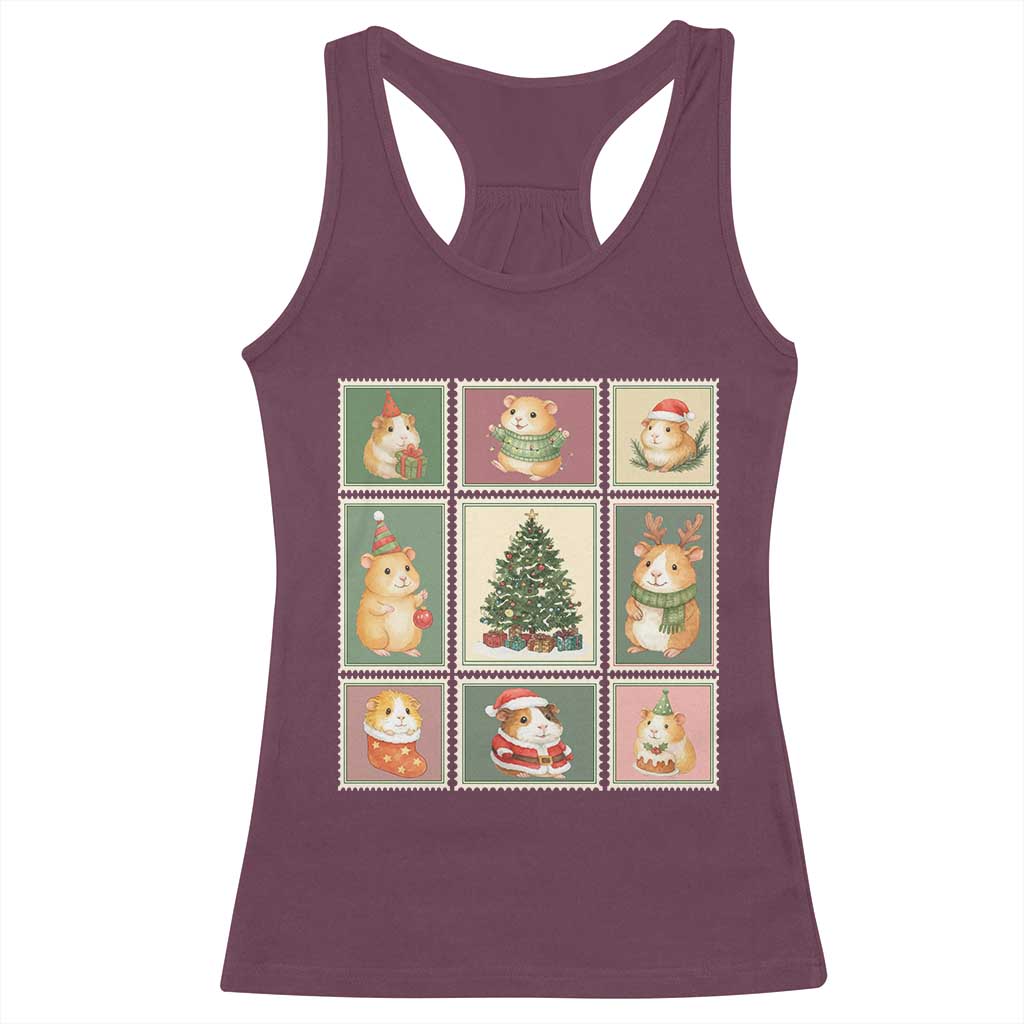 Tis The Season To Be Wheeky Racerback Tank Top Christmas Guinea Pig Gift TS12 Maroon Print Your Wear