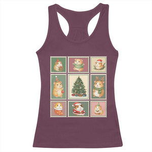 Tis The Season To Be Wheeky Racerback Tank Top Christmas Guinea Pig Gift TS12 Maroon Print Your Wear