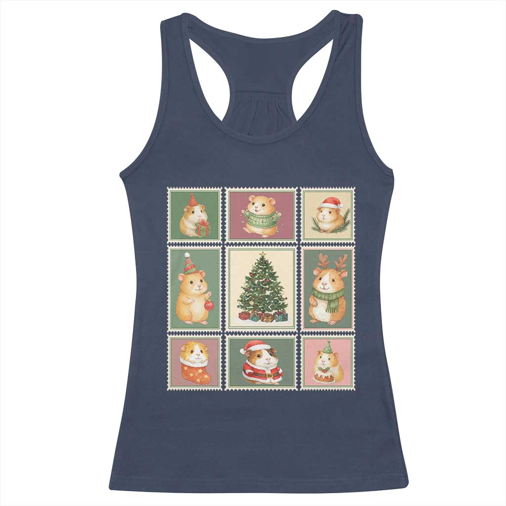 Tis The Season To Be Wheeky Racerback Tank Top Christmas Guinea Pig Gift TS12 Navy Print Your Wear