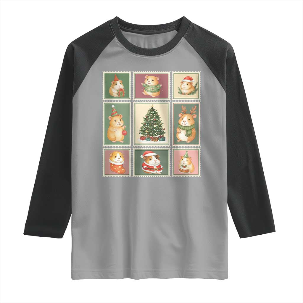 Tis The Season To Be Wheeky Raglan Shirt Christmas Guinea Pig Gift TS12 Sport Gray Black Print Your Wear