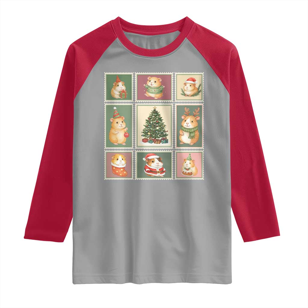 Tis The Season To Be Wheeky Raglan Shirt Christmas Guinea Pig Gift TS12 Sport Gray Red Print Your Wear