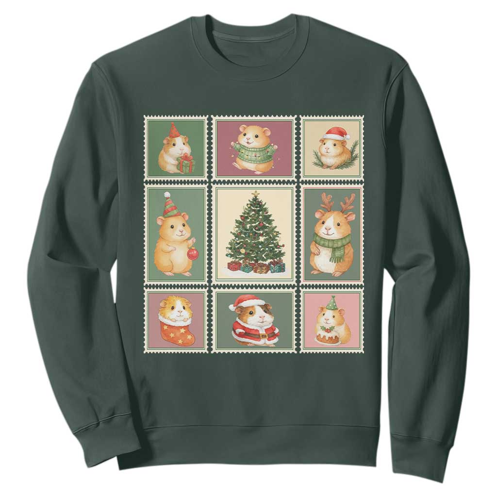Tis The Season To Be Wheeky Sweatshirt Christmas Guinea Pig Gift TS12 Dark Forest Green Print Your Wear