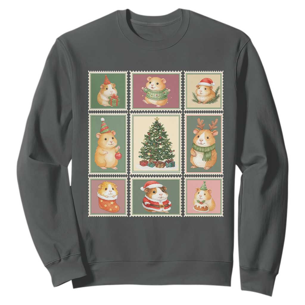 Tis The Season To Be Wheeky Sweatshirt Christmas Guinea Pig Gift TS12 Dark Heather Print Your Wear
