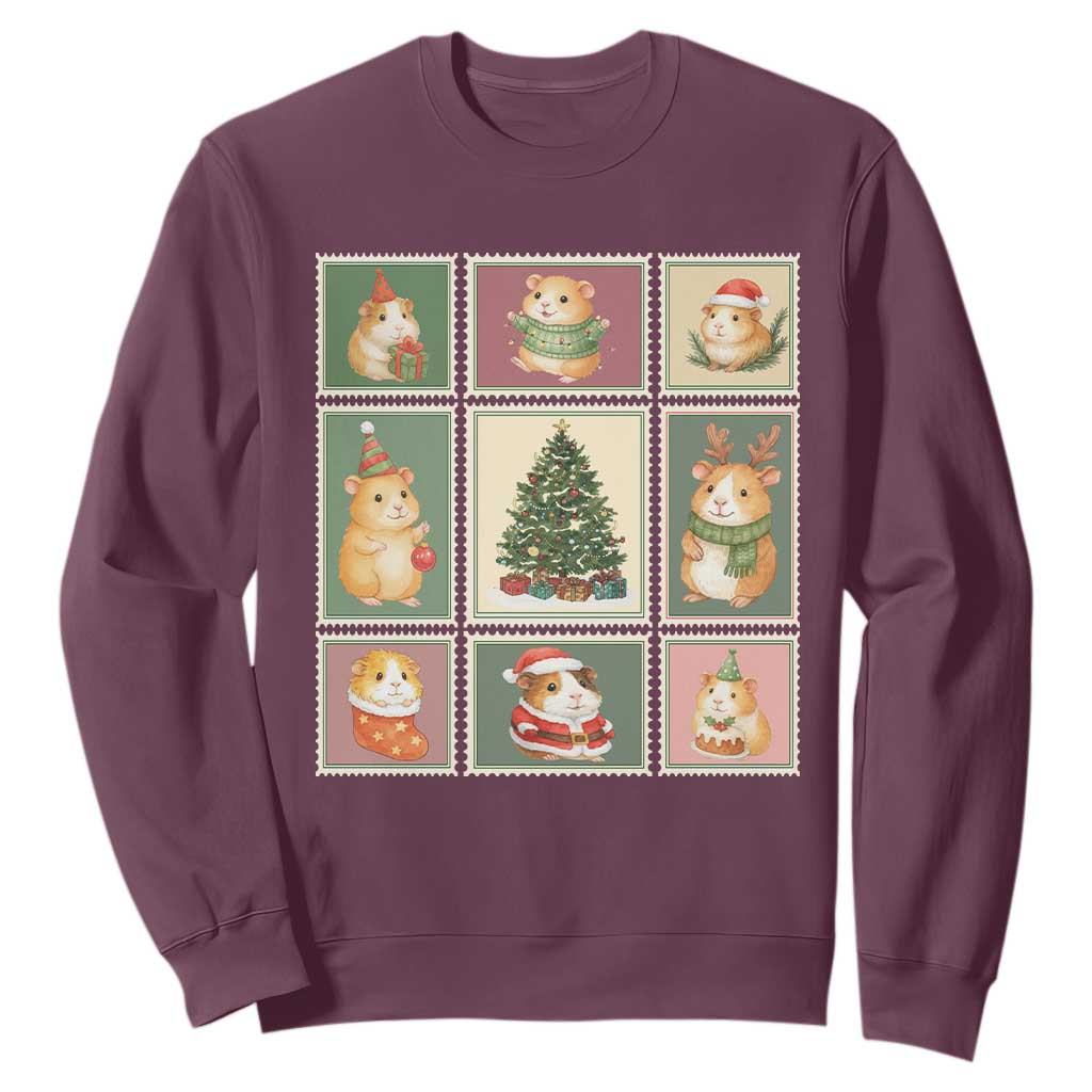 Tis The Season To Be Wheeky Sweatshirt Christmas Guinea Pig Gift TS12 Maroon Print Your Wear