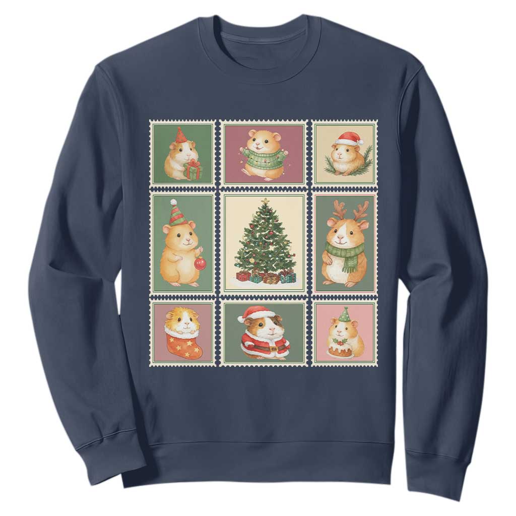Tis The Season To Be Wheeky Sweatshirt Christmas Guinea Pig Gift TS12 Navy Print Your Wear